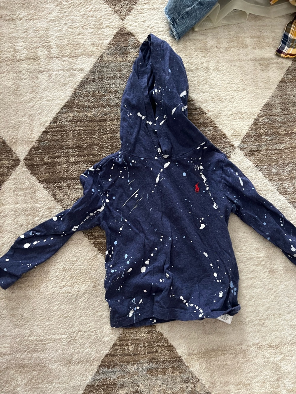 Polo by Ralph Lauren Navy Hoodie with White Paint-Splatter